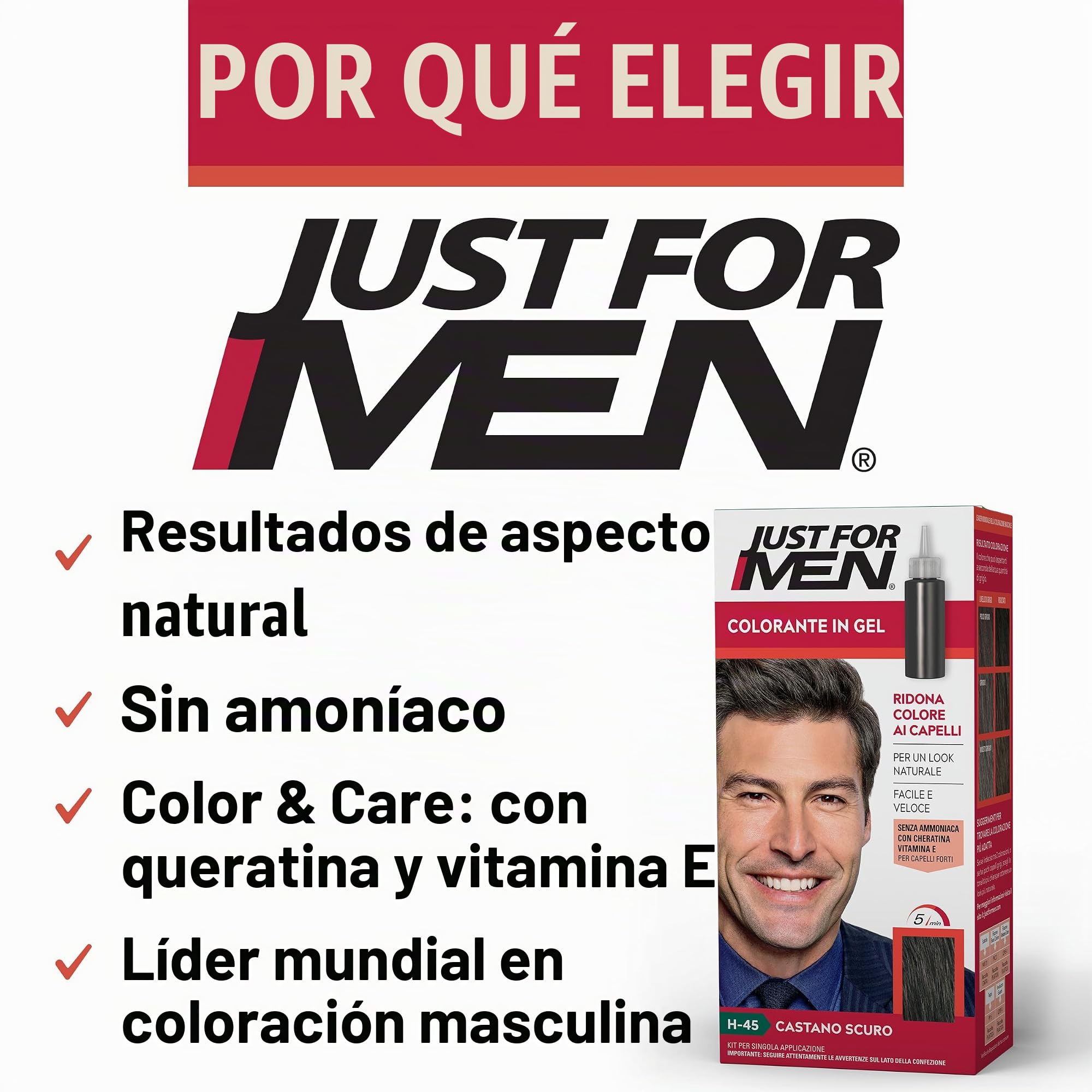 Just For Men Tinte de gel semipermanente para cabello masculino, sin amoniaco, con queratina y vitamina E para cabello fuerte, rubio oscuro, H15 (3 paquetes)