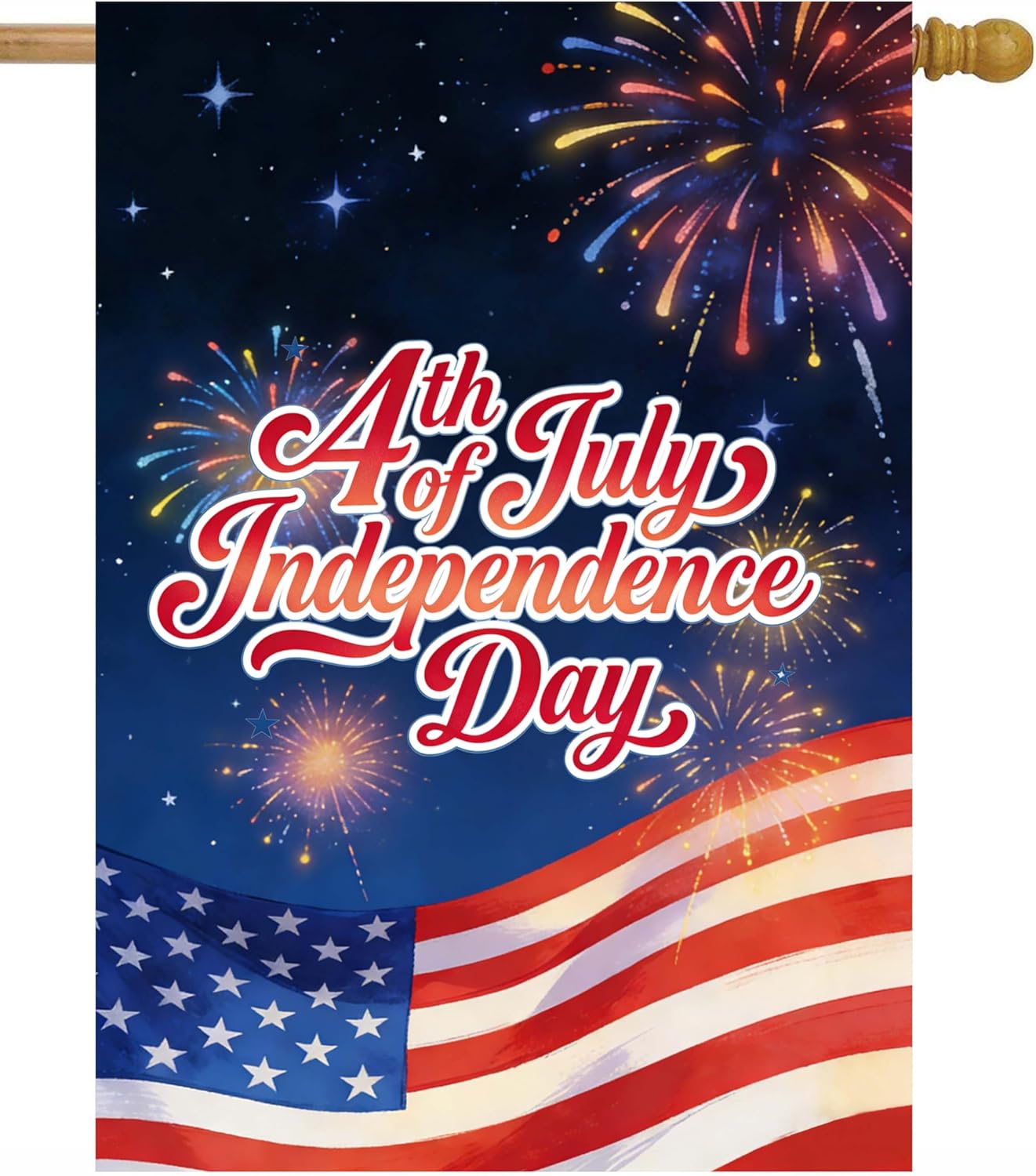 Celebrate USA American 4th of July Flag Independence Day Fireworks House Flag 28" x 40" Double Sided Polyester Welcome Yard Garden Flag Banners for Patio Lawn Home Outdoor Decor