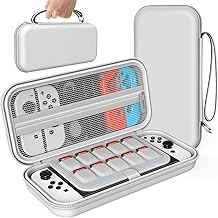 Mooroer Switch/Switch OLED Case for Nintendo Switch/Nintendo Switch OLED Carrying Case with 10 Game Card Slot,Protective Travel Carry Case for Nintendo Switch/Nintendo Switch OLED Accessories
