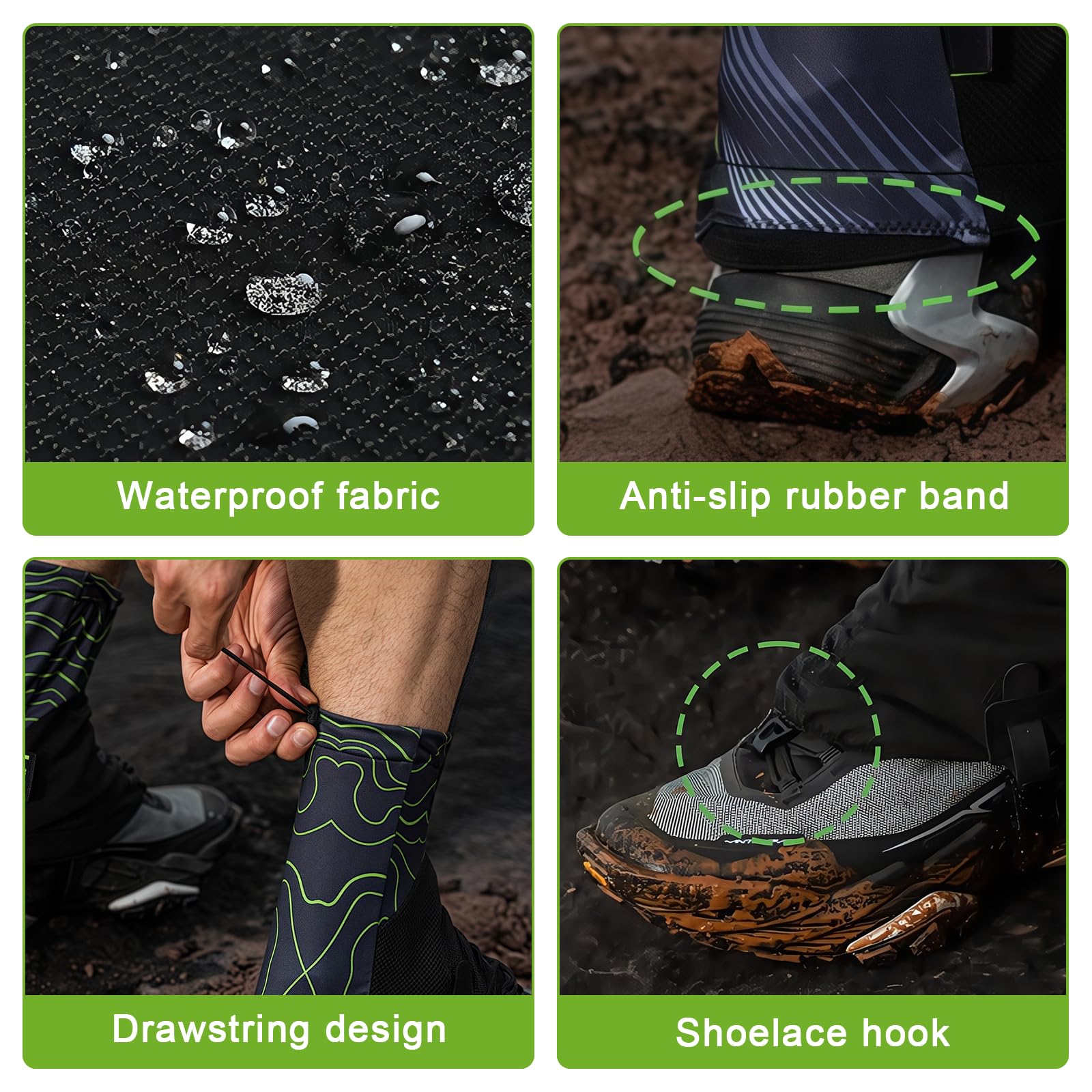 Ghette per scarpe da trailrunning, per corsa, Trail Gaiters, basse, ghette per scarpe da trailrunning, per esterni, resistenti alla sabbia, per uomo e donna, escursionismo, arrampicata, zaino
