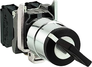 Schneider Electric Harmony XB4 - Key Selector Switch, Metal, 2 Positions, Ronis 455 Keylock, Spring Return from Right to Left, 1NO, 22mm Mount, XB4BG61, Black