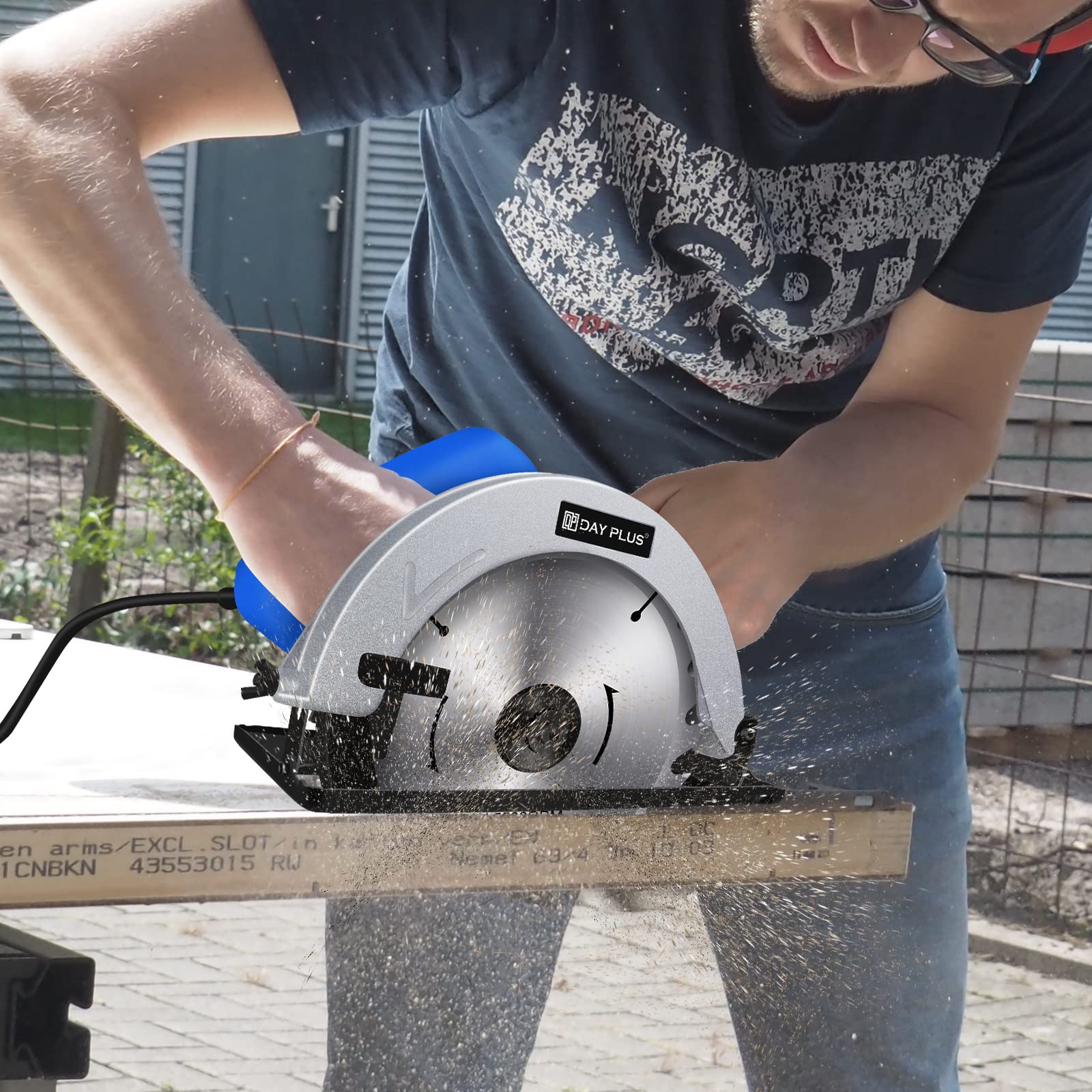 Lucn Scie circulaire électrique 2000 W - Outil de coupe robuste pour bois et métal - Avec lames de 57 mm - Interrupteur de sécurité - Idéal pour le bois, le plastique, le métal souple