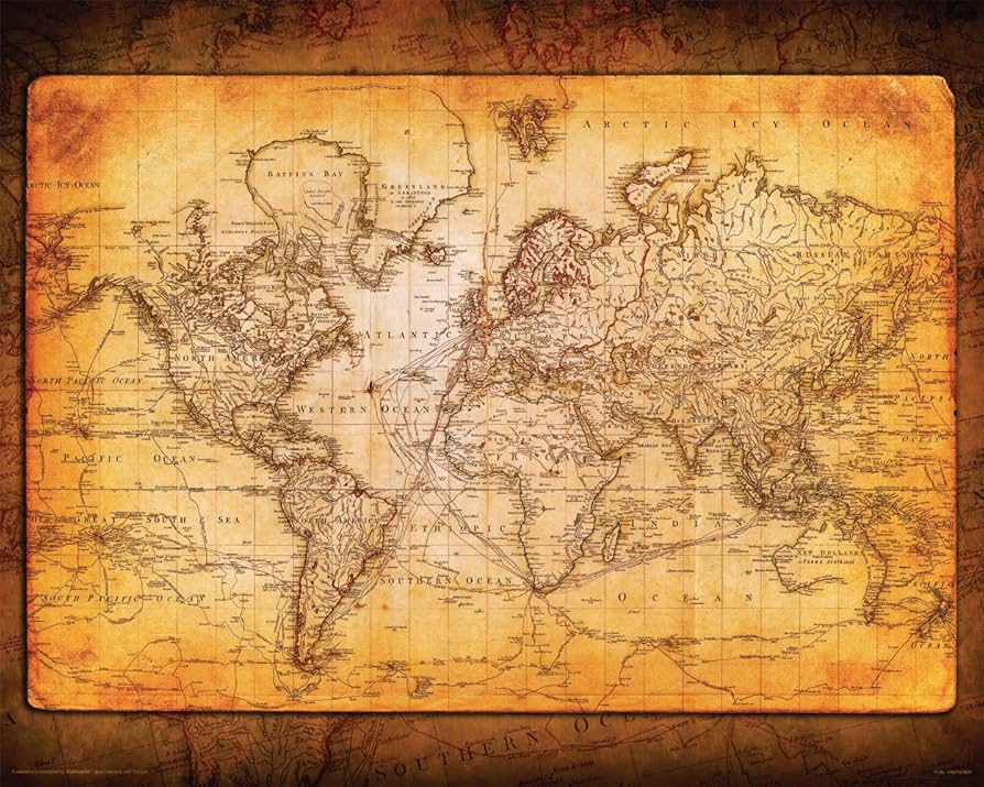 Amazon.co.jp: アンティークな世界地図 ヴィンテージ 古い