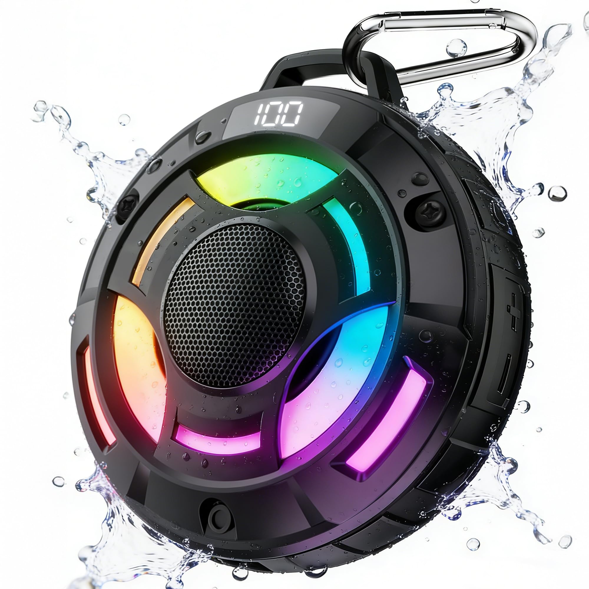 BassBloom Room 1 Shower Bluetooth Speaker, IPX7 Waterproof, Black