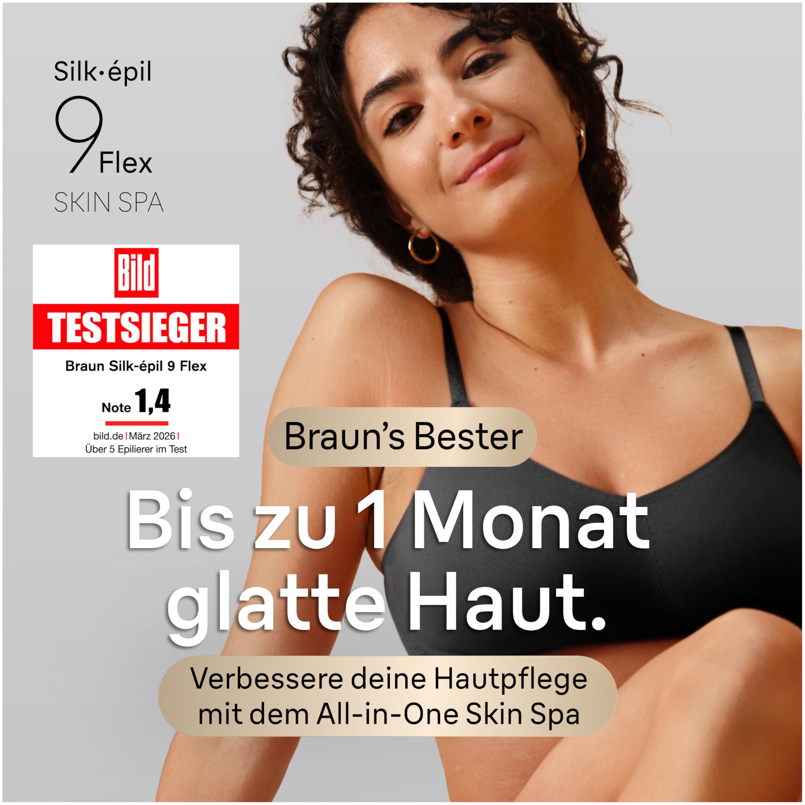 Braun Epilierer Damen Silk·épil 9 Flex, Ladyshaver 9-041 3D, Gold - 360° Flexibler Kopf für eine einfache Haarentfernung, Langanhaltend glatte Haut, Wasserdicht, Inkl. Etui und Trimmeraufsatz