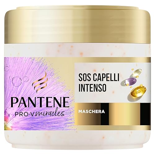 Pantene Morbidi & Setosi Maschera SOS Capelli Intenso con Biotina e Cheratina Ricostituente 300ml. Aiuta a Riparare i Capelli Secchi, Danneggiati, Trattati o Mesciati. Arricchita con 5000 Perle Pro-V