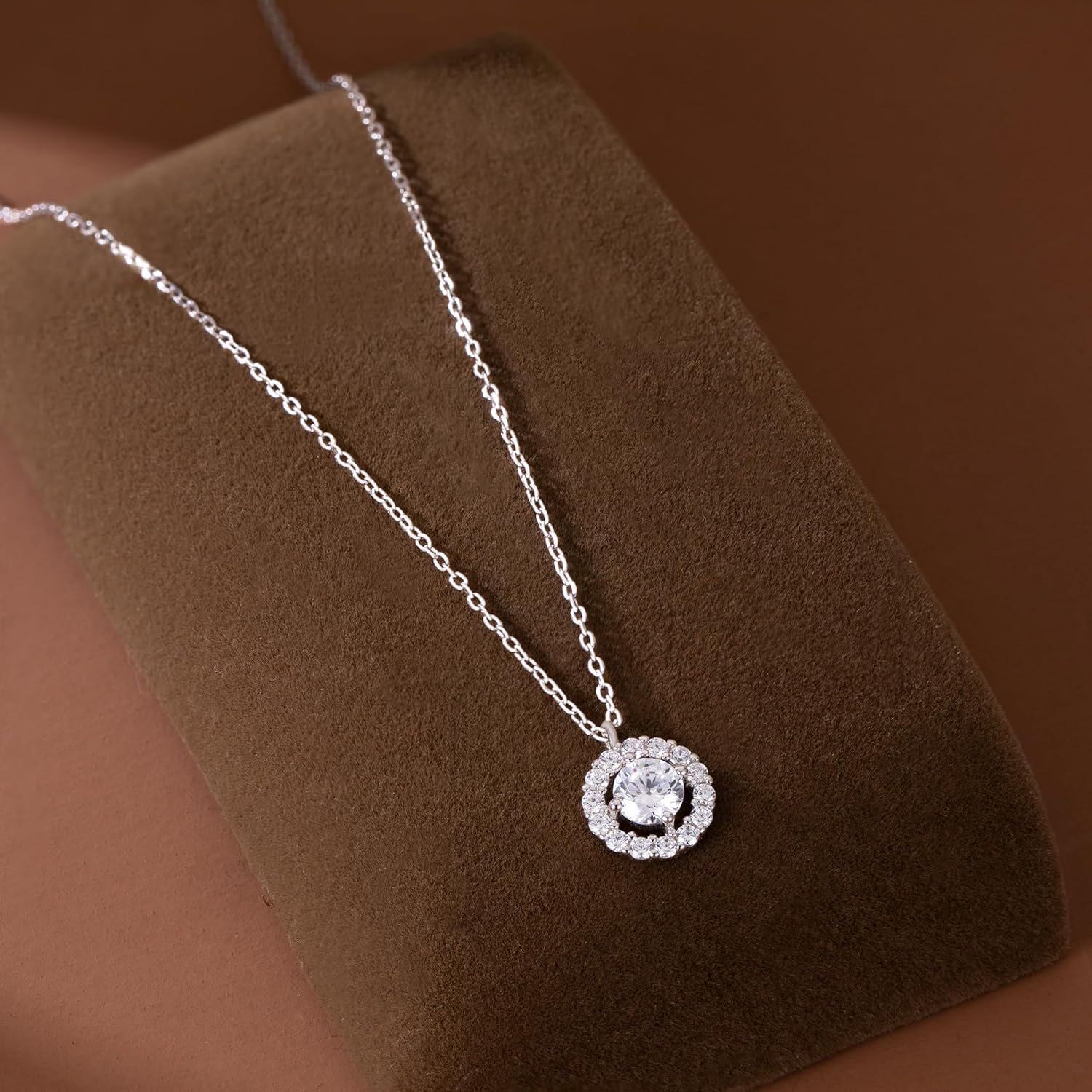 SLUYNZ Solid 925 Sterling Silver CZ Circle Necklace Choker for Women Teens Diamond Round Pendant Necklace - Image 5