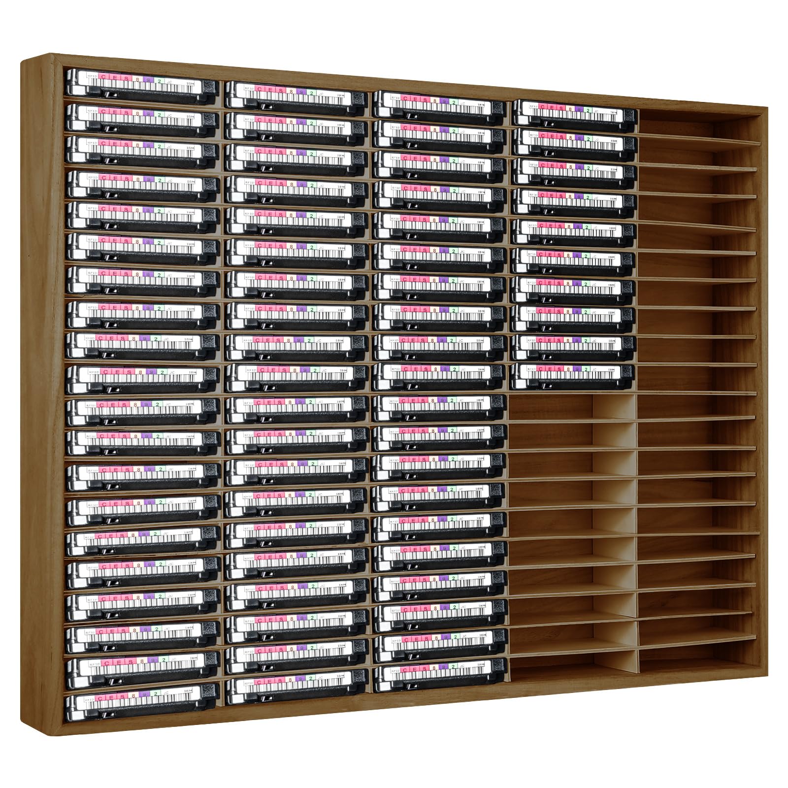 Marsui 100 slot per cassette in legno per nastri audio, organizer per cassette per accessori audio da collezione (marrone)