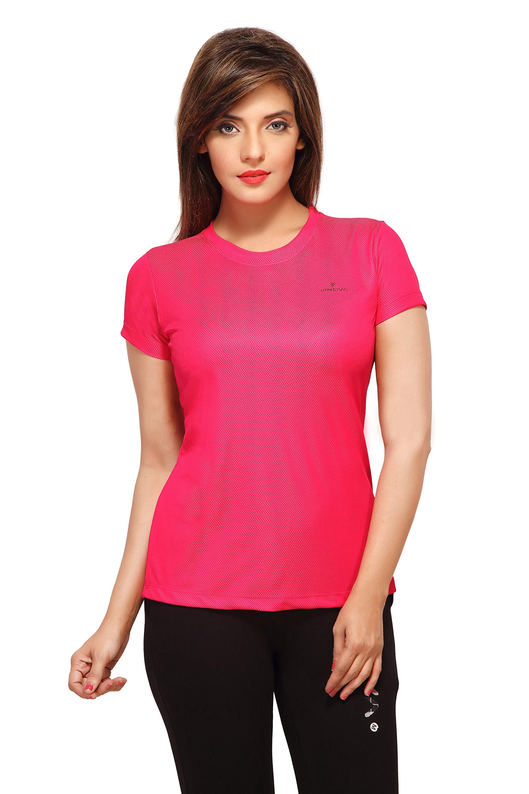 prova women cotton t shirt round neck pink color