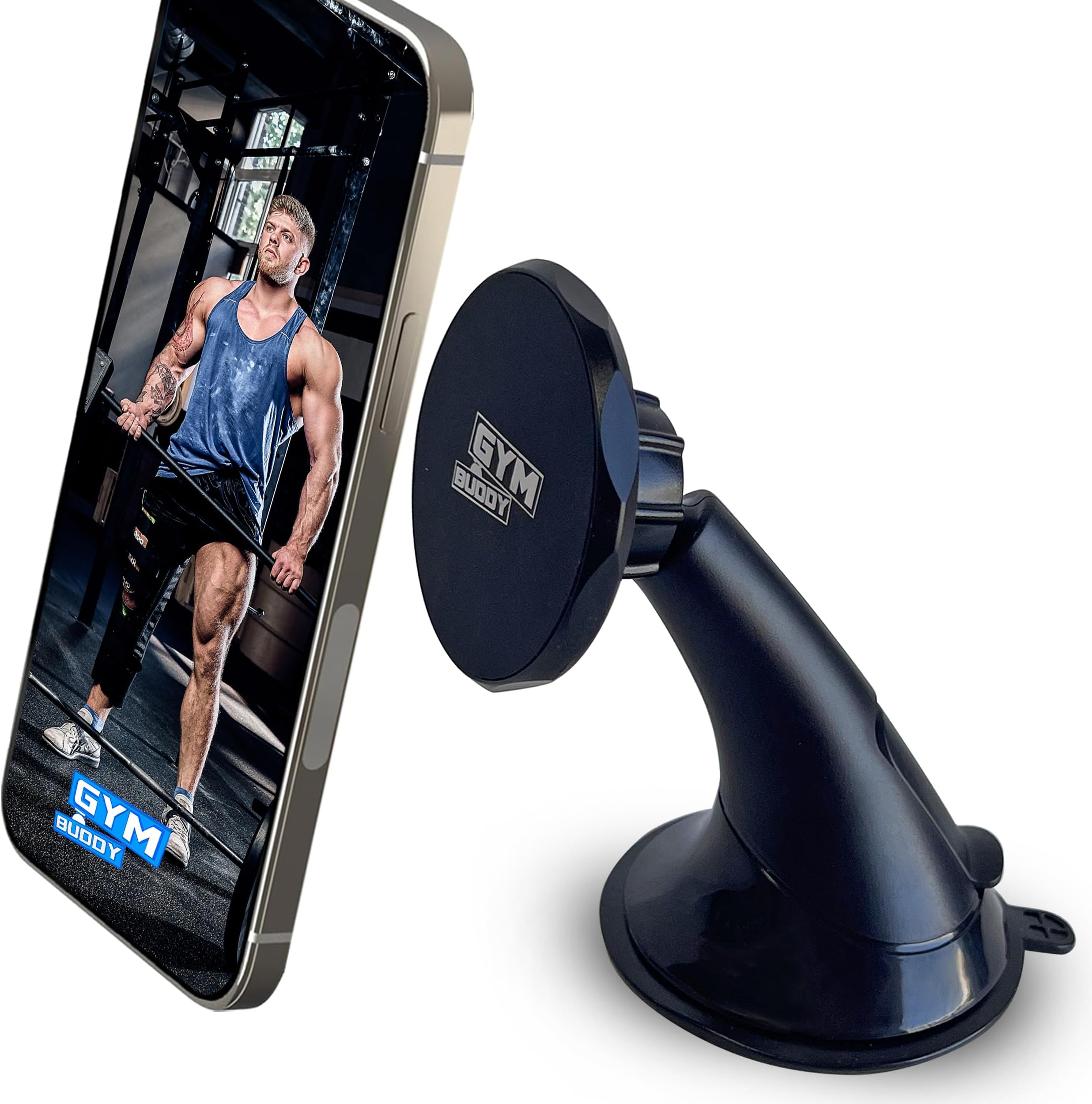 Gym BuddyUniversal Magnetic Car Mount - Extra Strong Suction Cup Phone Holder - Portable Electronic Device Mount