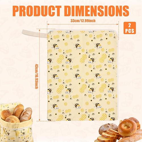 2 Pieces Beeswax Bread Bags 43cm×33cm, Reusable Bread Bags for Keeping Fresh with L Zipper and Handle, Bread Freshener Bags, Beeswax Bags - 4