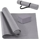 Tapis de yoga anti-déchirure haute densité BalanceFrom 1/4 pouce avec sangle de transport et blocs de yoga, plusieurs couleurs