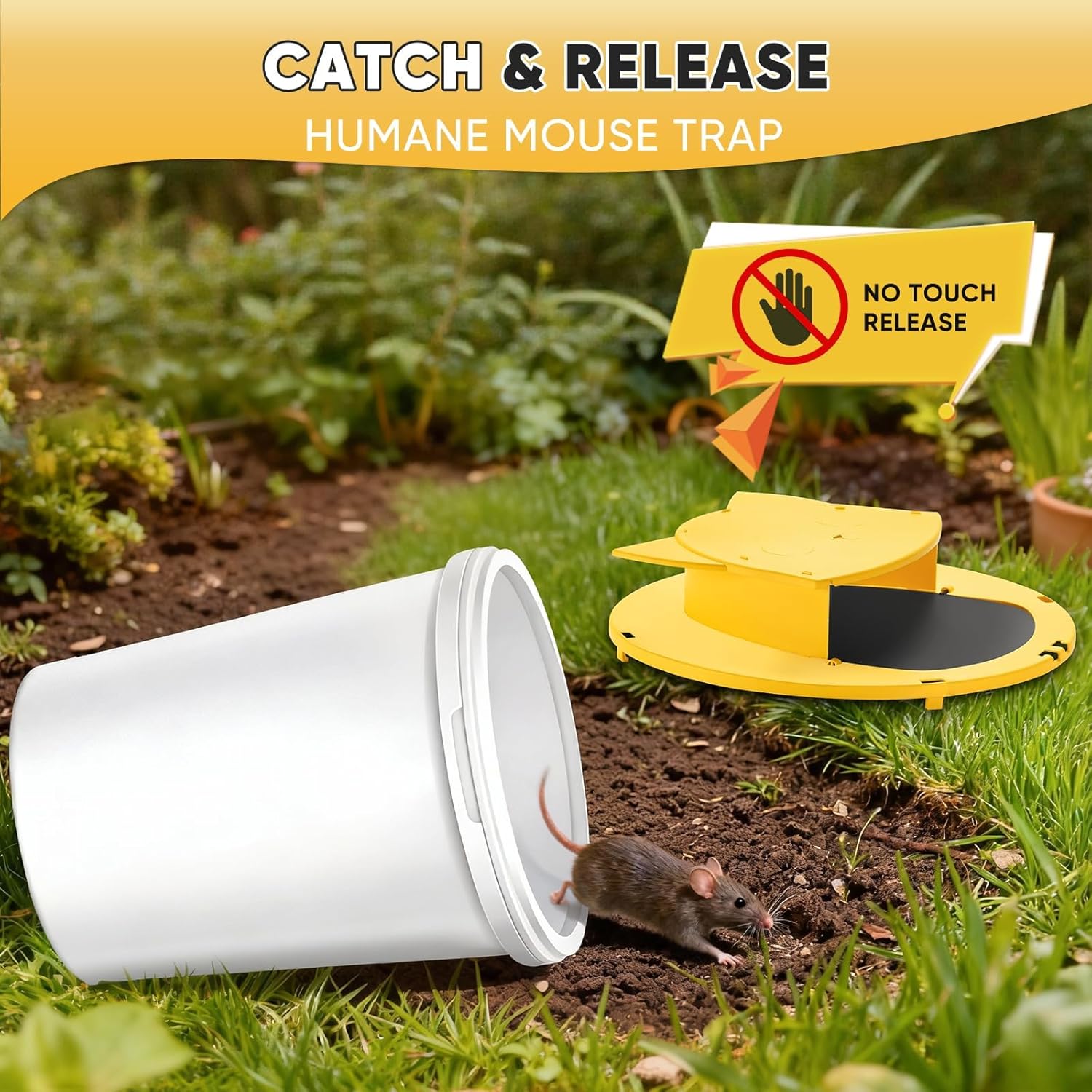 Mouse Traps Bucket Flip Lid, 5 Gallon Bucket Lid Mouse Rat Trap, Auto Reset & Slide Bucket Mouse Trap, Reusable Humane Mouse Rat Traps for Indoor Outdoor
