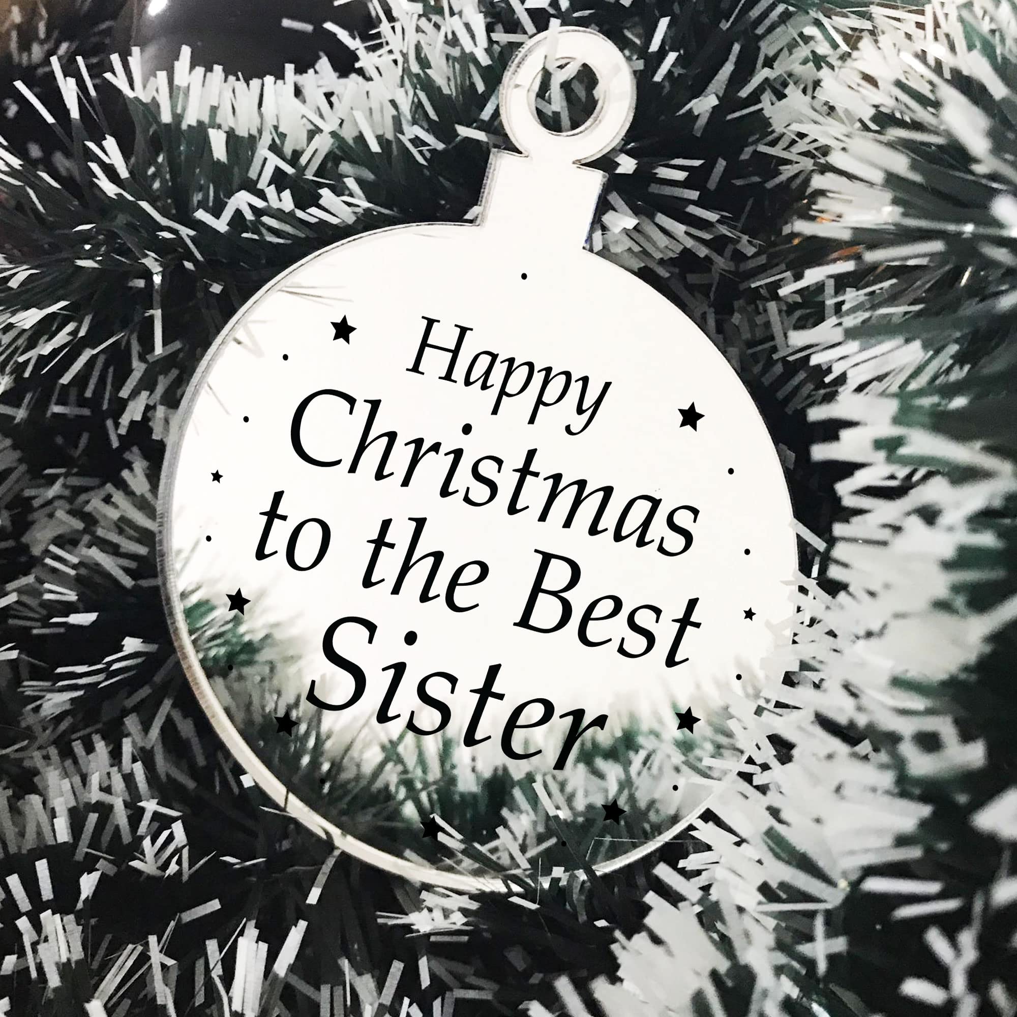 Red Ocean Silver For Sister Christmas Tree Decoration Engraved Bauble Gift For Her