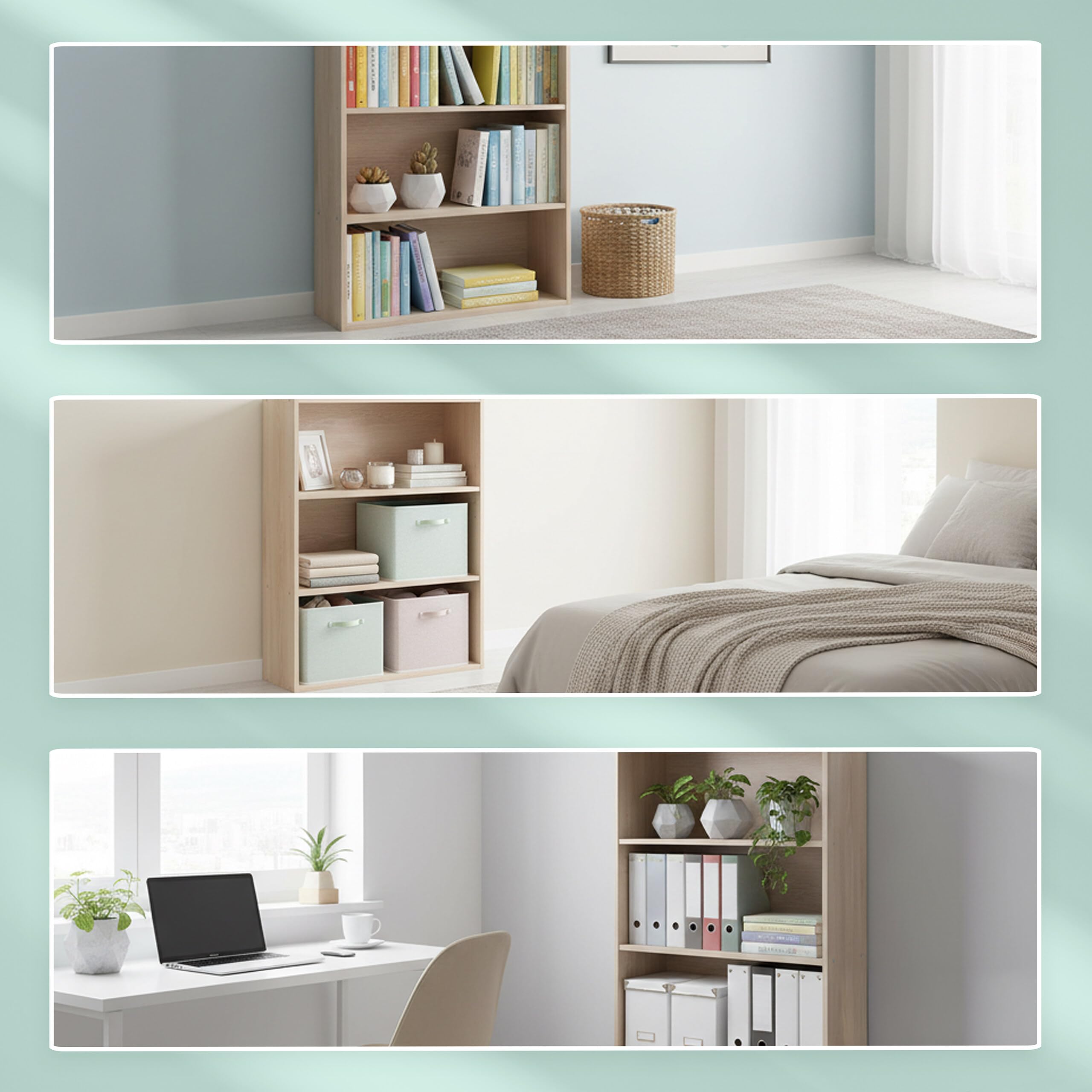 Relaxdays Étagère, H x L x P : 108 x 60 x 24 cm, 4 tablettes réglables, bibliothèque pour Salon, chêne