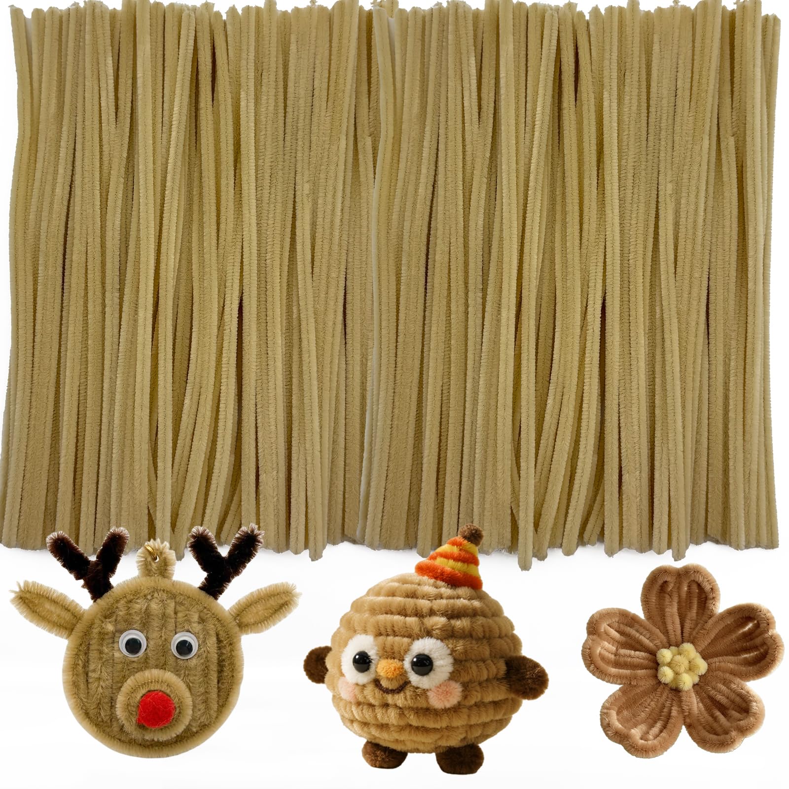 Beige Pipe Cleaners,Arts &amp; Crafts 200pcs Chenille Stems,Pipe Cleaner Crafts for Girls 8-12,Christmas Gifts,DIY Decor Ccrafts for Adults,Art and Craft Supplies, Arts and Crafts,Limpia Pipas
