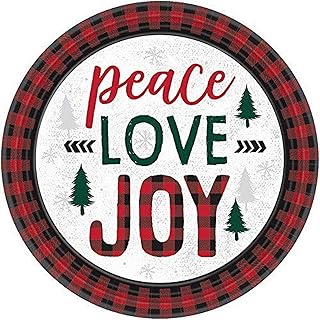 Peace, Love & Joy Round Plastic Plates - 7