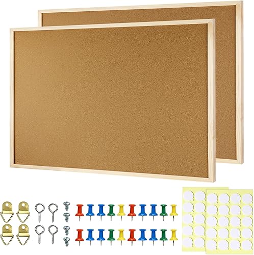 2 tableros de corcho, tablero de anuncios de 17.7 x 13.3 pulgadas, corchos para pared, tablero de anuncios de corcho, tablero de visión perfecto