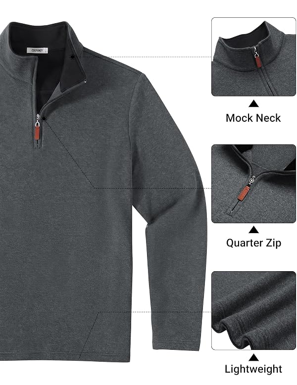 COOFANDY Men Half Zip Pullover Long Sleeve Mock Neck Sweater Polo Christmas by COOFANDY - Used condition - Image 6