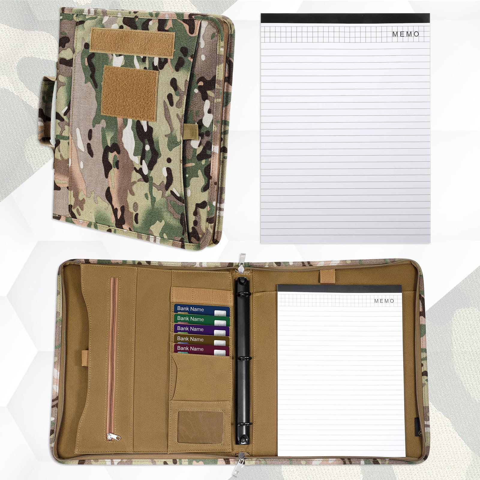 Dimeho Portfolio de carnet amovible à 3 anneaux avec poches de rangement multiples, fermeture éclair durable, planificateur, contient du papier à lettre A4 ou des professionnels des amateurs de plein