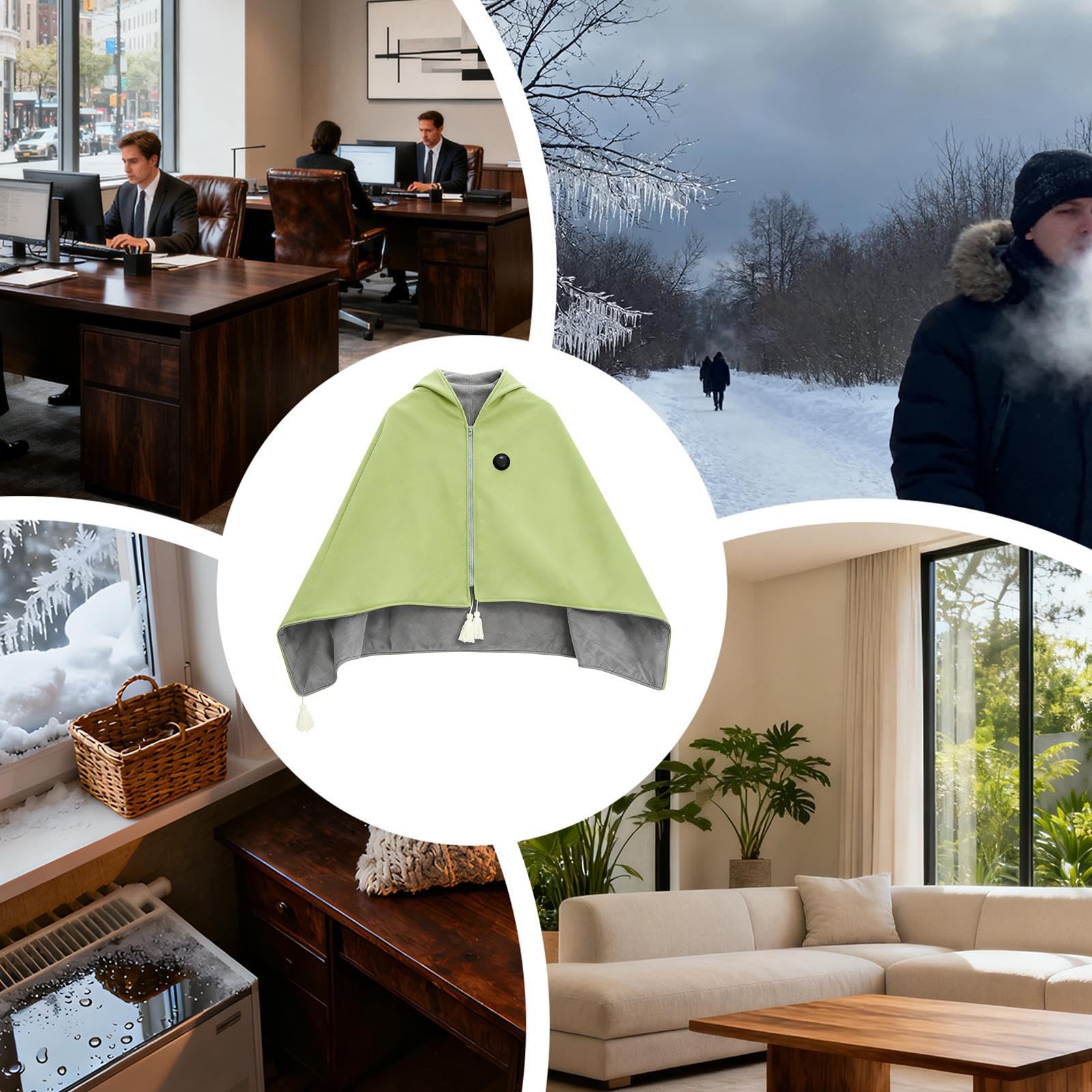 Scialle Riscaldato Coperta Riscaldante Portatile Con Sicurezza A 3 Livelli | Coperta Riscaldante Indossabile Per Le Donne per Divano Casa Dormitorio Uffici e Appartamento