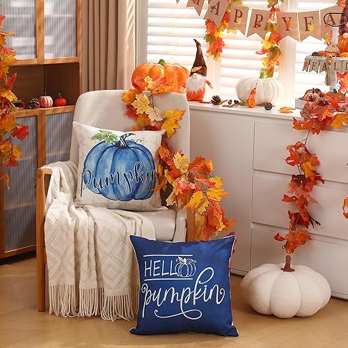 Miniatura 3 de DFXSZ Fundas de almohada de otoño de 20 x 20 pulgadas, juego de 4 fundas de almohada de otoño con diseño de calabaza de otoño para decoración de