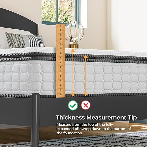 Miniatura 6 de Vesgantti Colchón Full Size, colchón híbrido Full de 10 pulgadas en una caja, colchones de cama doble con parte superior acolchada, colchones de