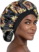 Vista 9 de CAPLORD Gorro de satén forrado para dormir, gorro de bambú para el cabello rizado natural para mujeres y hombres