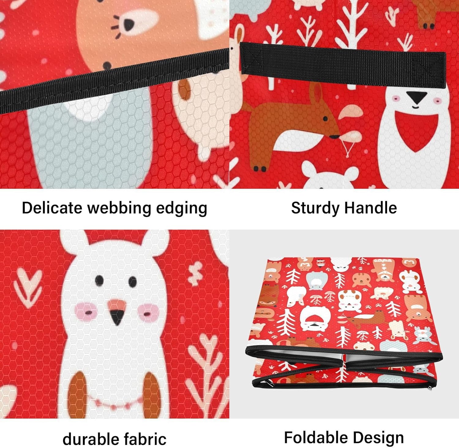 Christmas Cute Animals Christmas Ornament Storage Box for Next Season Holiday Decorations Storage Container with Adjustable Dividers & Lid Lidded Storage Bins for Organizing Decor Ornaments Balls