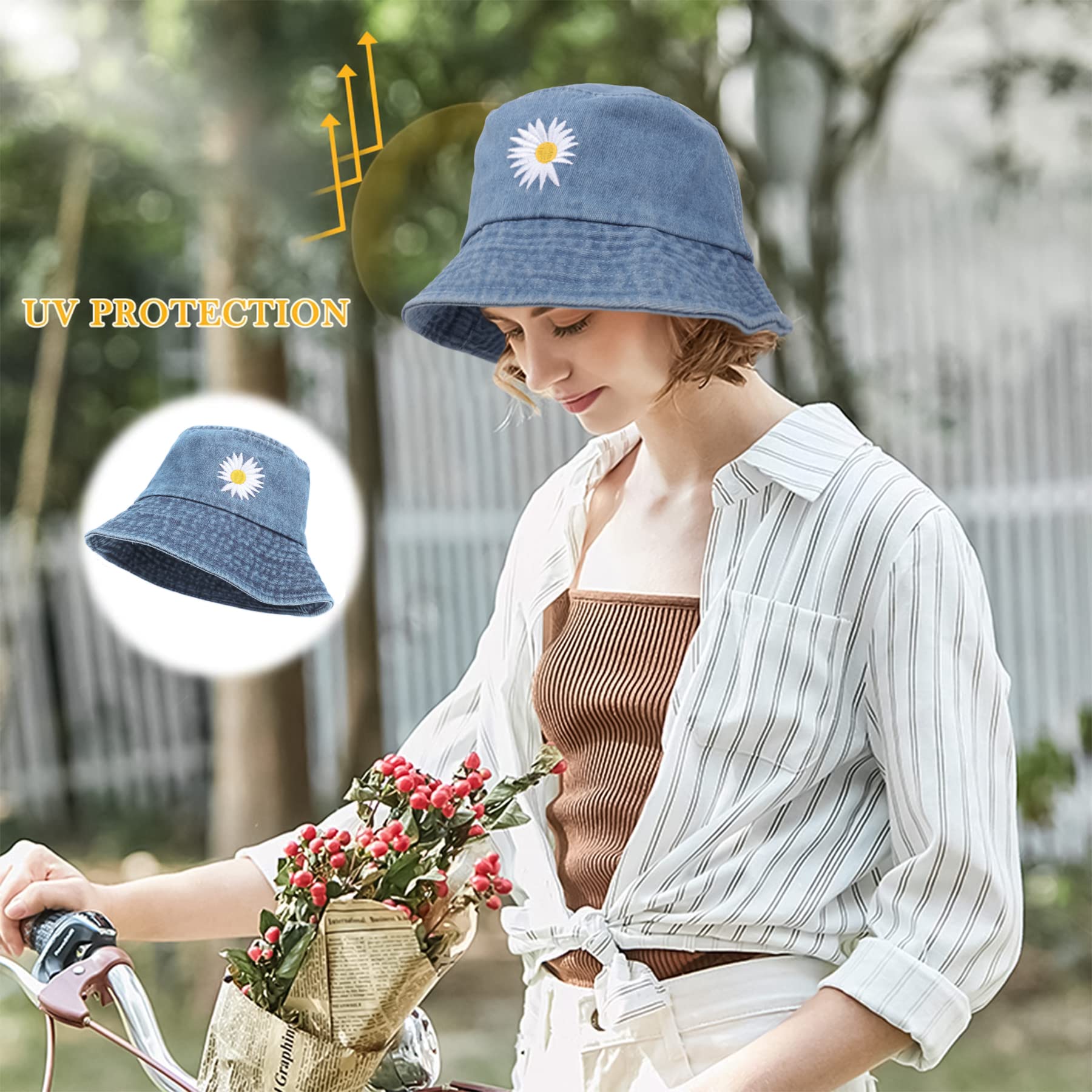 Feng Shui， Sombreros de Pescador para Mujer - Sombreros de Sol de Playa de Verano de algodón Reversible Sombrero de Pescador Plegable para Viajes Playa Senderismo Reino Unido