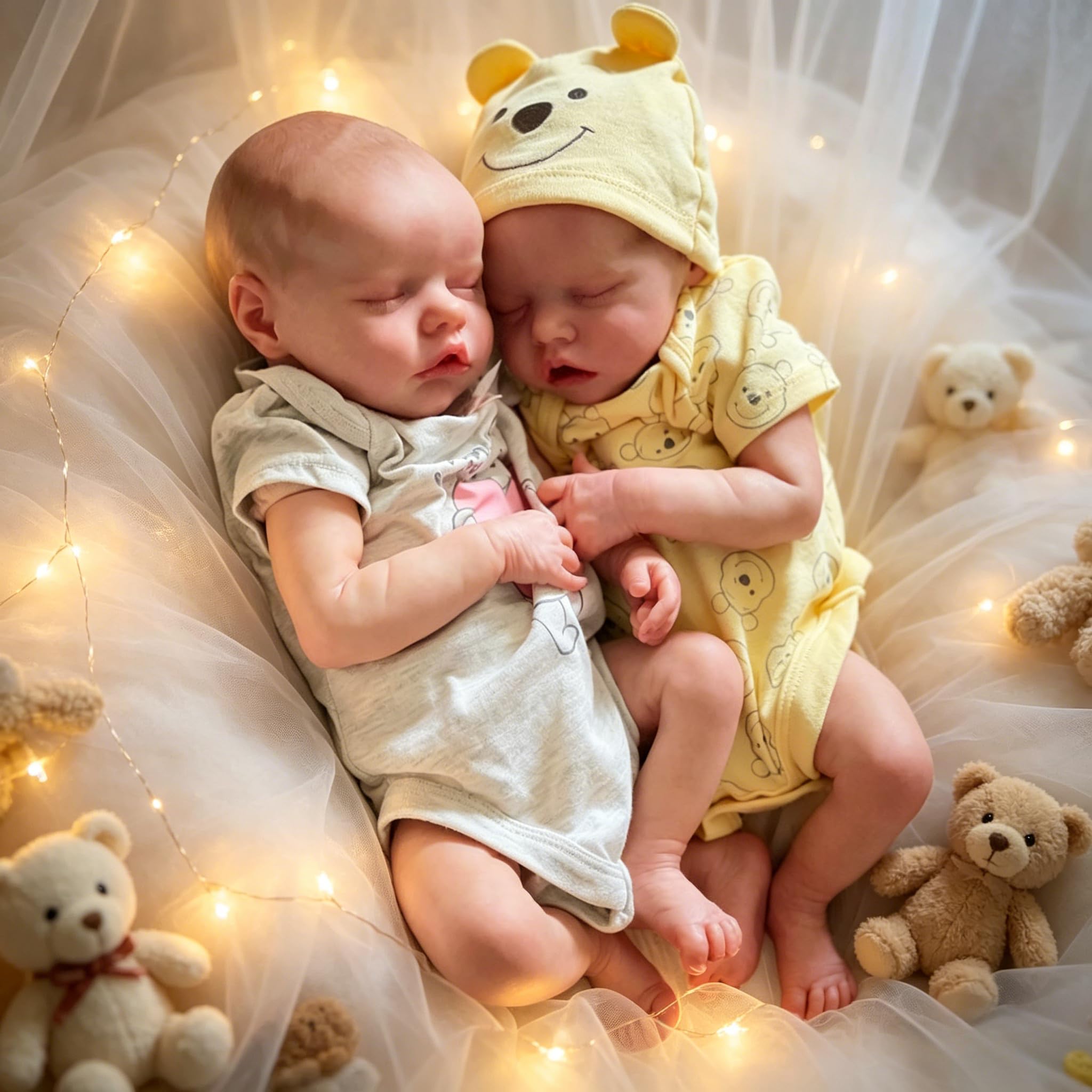 45 cm silikonowe lalki Reborn Baby Dolls Twins Girls Realistyczne miękkie winylowe ciało bliźniaczki siostra lalka bobas realistyczny noworodek śpiące dziewczyny bliźnięta lalka niemowlęca