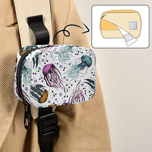 Miniatura 6 de Naanle Pastillero de medusas de acuarela con pastillero de 7 días, bolsa organizadora de pastillas de viaje con cremallera, estuche semanal