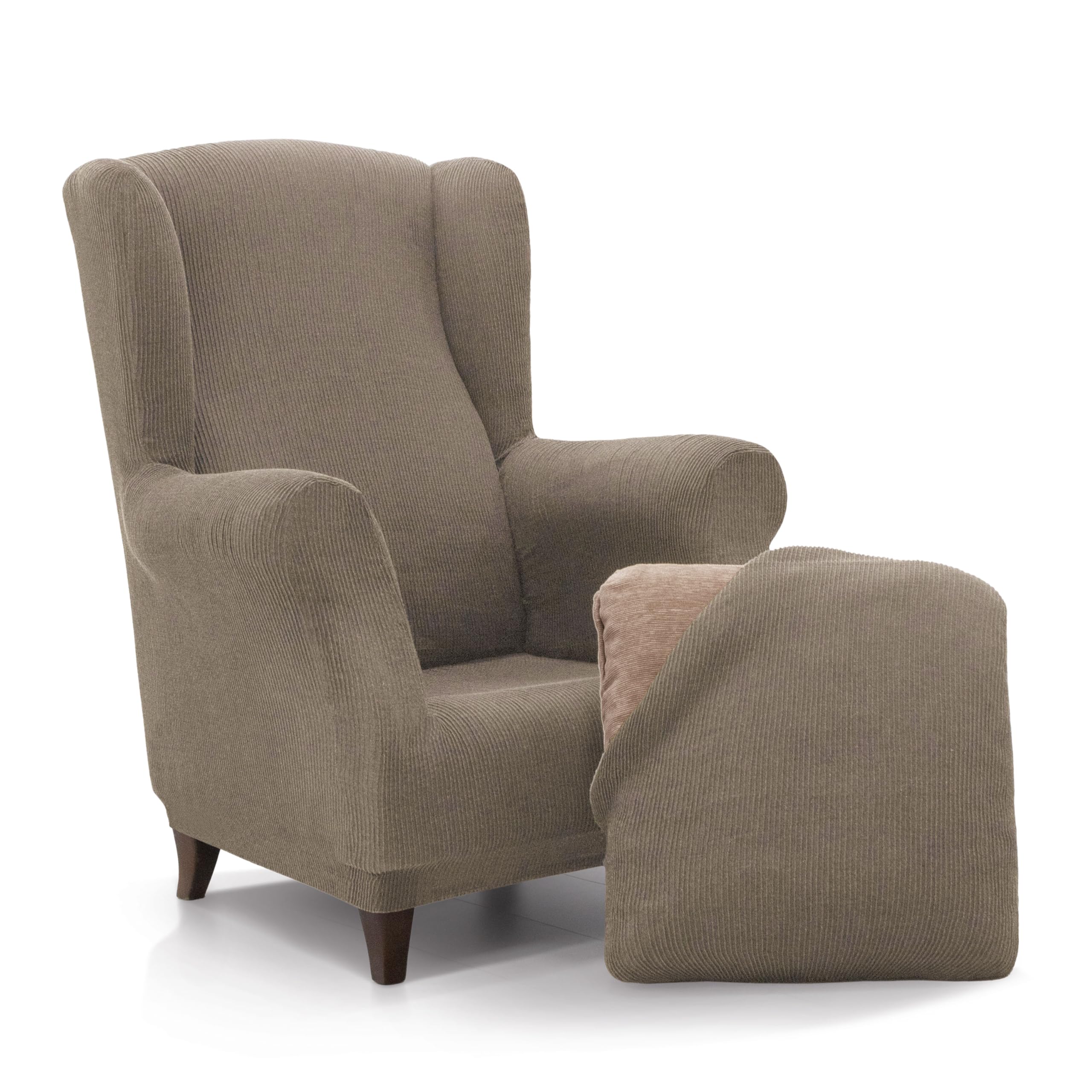 FAVERTI® Housse de Fauteuil à Oreilles élastique de 70 à 100 cm | Modèle Reale | Lin | Housse réglable pour Fauteuil à Oreilles Universelle | Protecteur de qualité en Tissu Jacquard Toucher Coton