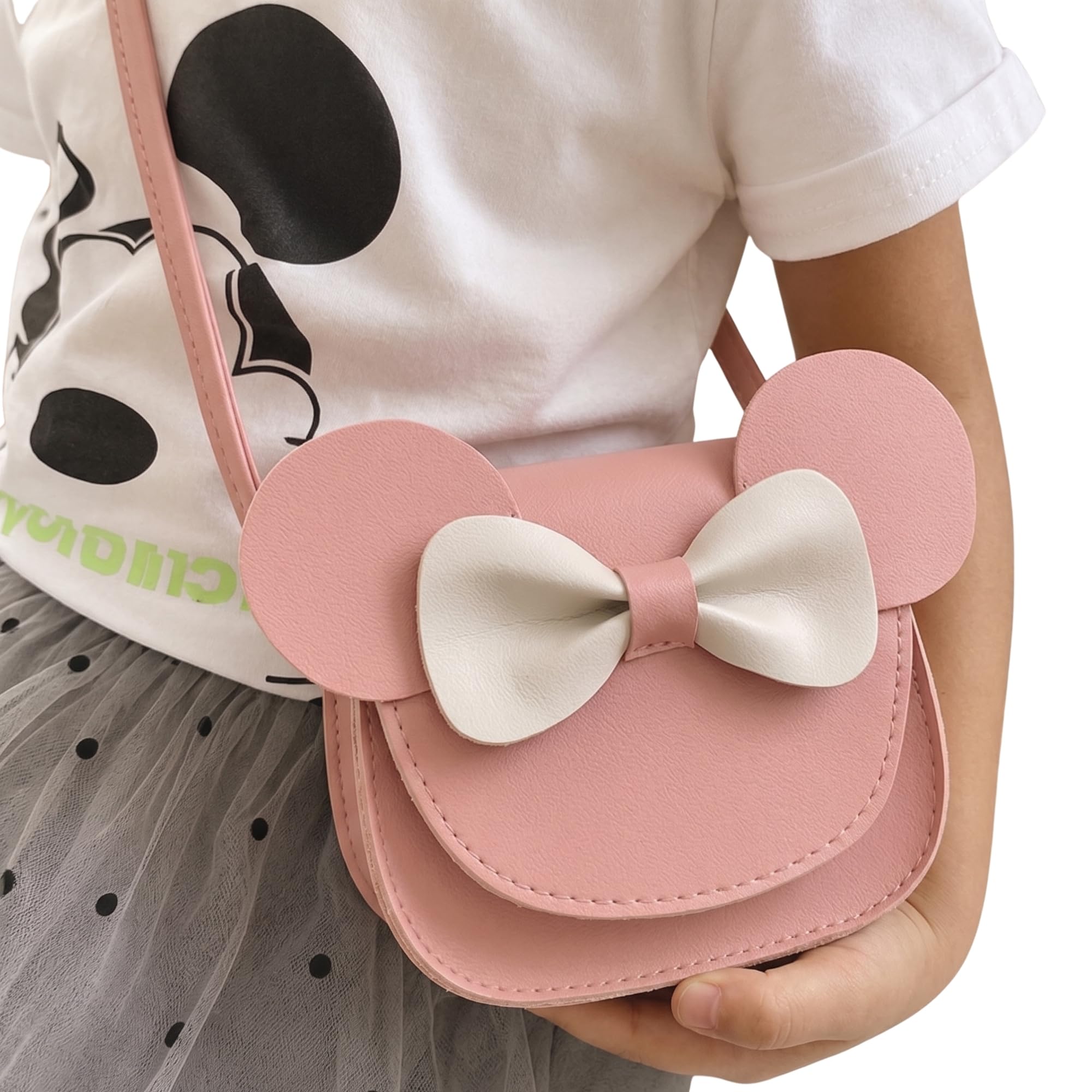 Bembika Kids Sling Bag - Trendy Crossbody Sling Backpack for Kids, Cute PU Material Mini Sling Bag for Children, Colorful Shoulder Bag for Girls, Stylish Small Sling Bag for Baby Girls-(White Bow)-image-15