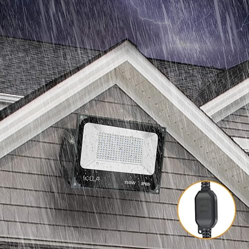 Miniatura 5 de SOLLA Paquete de 3 luces LED de 150 W, 12000 lm 3000 K, luz de inundación exterior blanca cálida, lámpara de inundación para interiores y