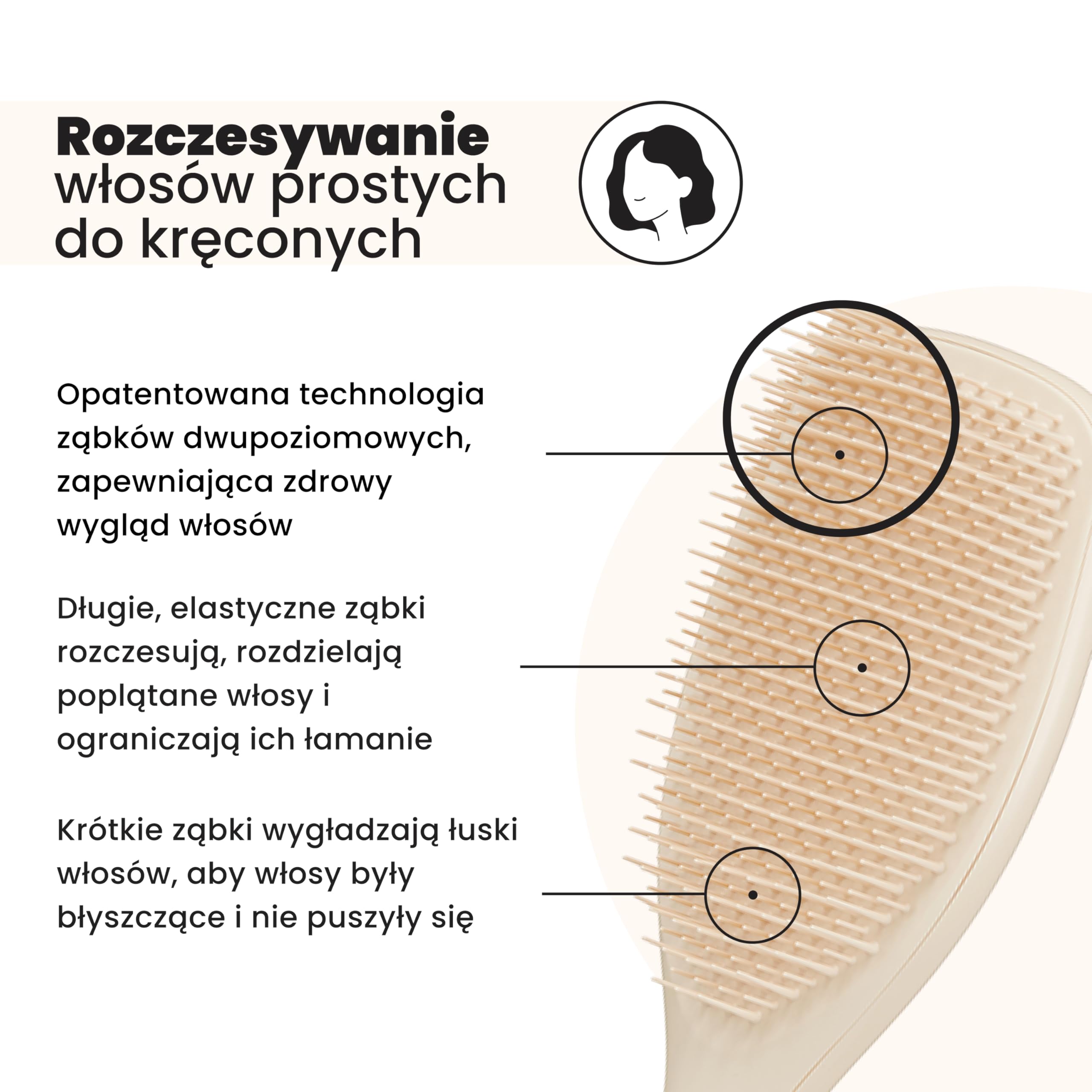 Tangle Teezer Ultimate Detangler - Szczotka do rozczesywania do gęstych, lokowanych i długich włosów - Dwupoziomowe ząbki zmniejszają łamliwość i eliminują splątania - Wanilia