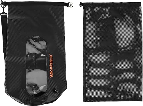 Miniatura 6 de YakAttack Bolsa de secado enrollable de 20L con válvula de aire, carbono negro, bolsa seca marina impermeable para kayak, canotaje, mochilero y