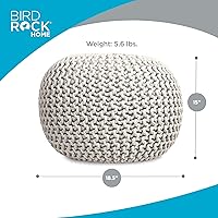 Vista 3 de BIRDROCK HOME Round Pouf Ottoman Cotton Braided Foot Stool with Bean Bag Filling Boho Foot Rest for Living Room & Bedroom Compact &