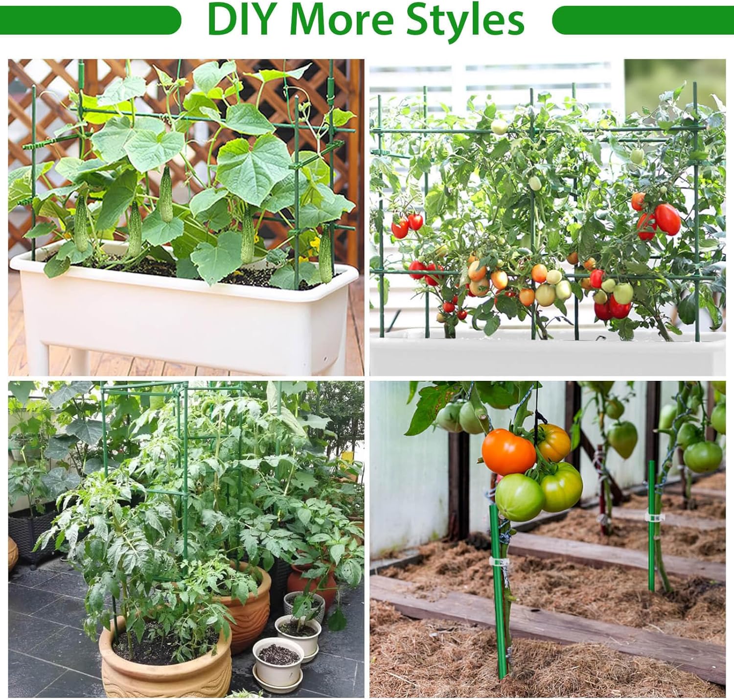 188pcs Garden Stakes,80 Pack Thicken Fiberglass Tomato Stakes,DIY 3ft 4ft 5ft 6ft 7ft Sturdy Plant Stakes for Indoor Outdoor Plants,Plant Sticks Supports for Tomato,Vegetables