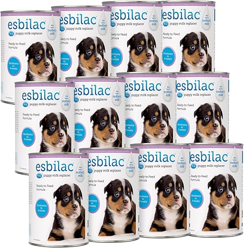 PetAg Esbilac - Líquido de reemplazo de leche para cachorros, 11 onzas, paquete de 12, fórmula lista para alimentar para cachorros con vitaminas