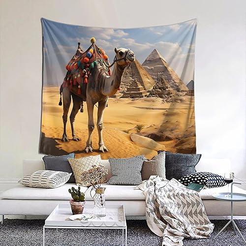 Miniatura 6 de NONHAI Tapiz piramidal de camello para dormitorio, tapices estéticos de 60 x 40 pulgadas, para colgar en la pared, diseño de ventana, tapiz de pared