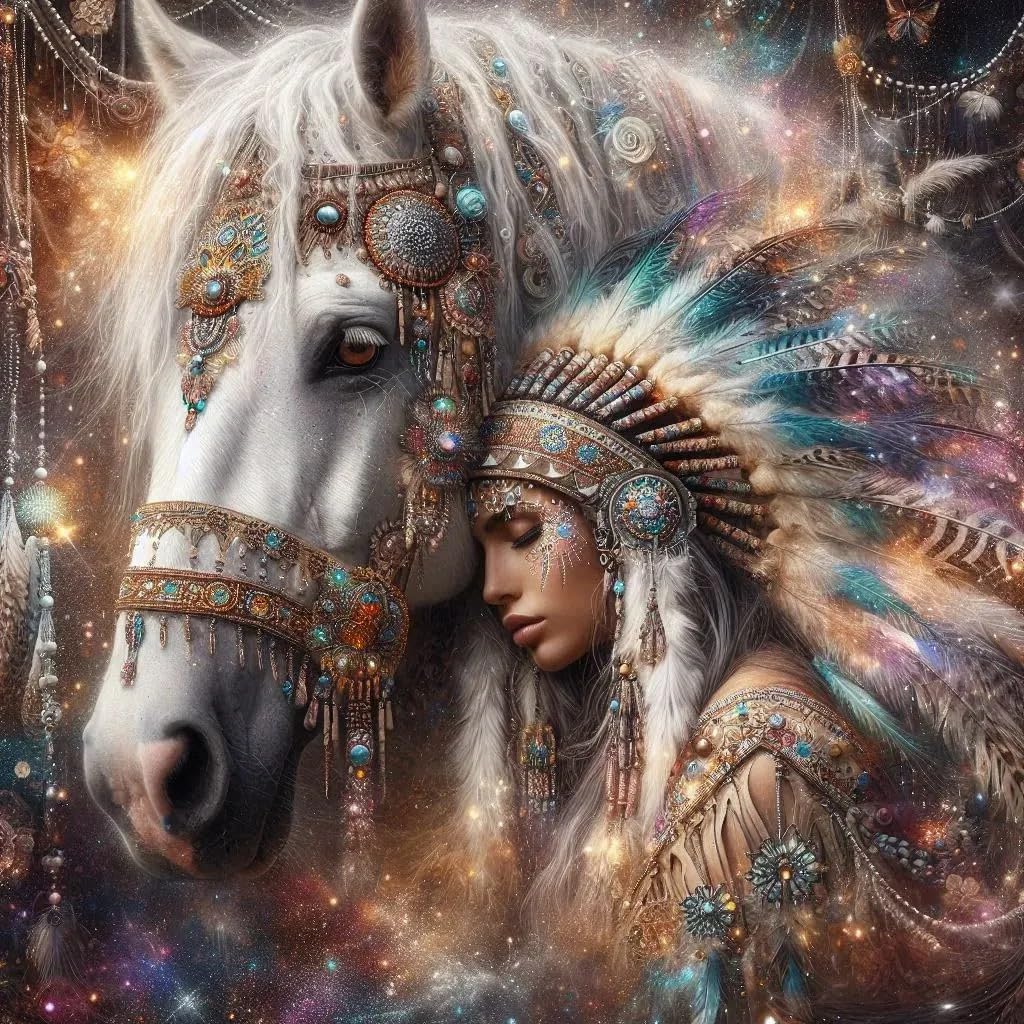 American Indian and her Horse 1000 Adult Puzzle - Puzzle Props for The Fun of an Active Mind Party - Each Piece is a Unique Fragment That fits Perfectly Together