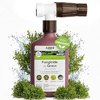 Organic Lawn Fungicide – 16oz Ready-to-Spray Hose-End; Lawns, Trees & Shrubs – Targets Brown Patch, Dollar Spot, Rust, Powdery Mildew & Root Rot – Kid- & Pet-Safe; Coverage up to 16,000 sq ft