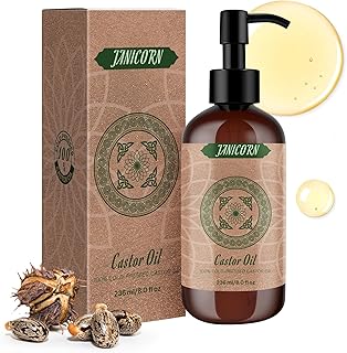 JANICORN 100% Pure Castor Oil – Cold-Pressed & Unscented Multi-Purpose Carrier Oil for Skin & Body Care, Hair, Scalp & Massage, Ideal for Lashes, Brows & Castor Oil Packs, 8 fl oz / 236 ml