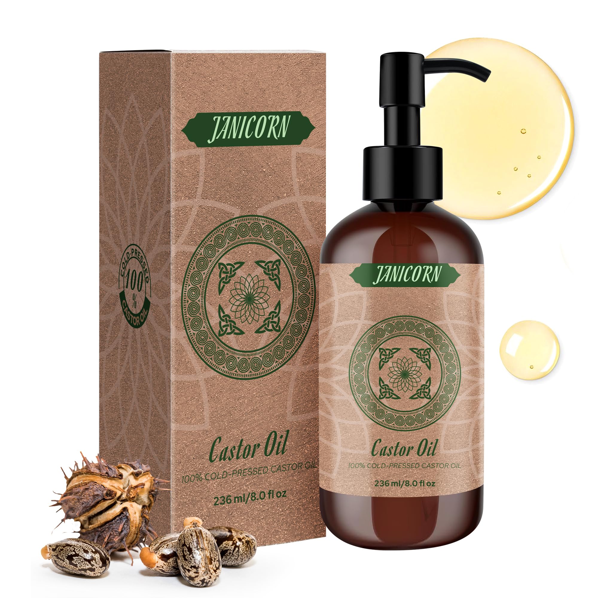 100% Pure Castor Oil for Skin & Hair Care, 8 fl oz / 236 ml