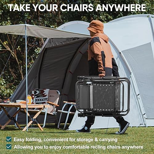 Miniatura 6 de Smug Zero Gravity - Juego de 2 sillas de salón al aire libre, silla de campamento reclinable plegable portátil con almohada ajustable y bandejas