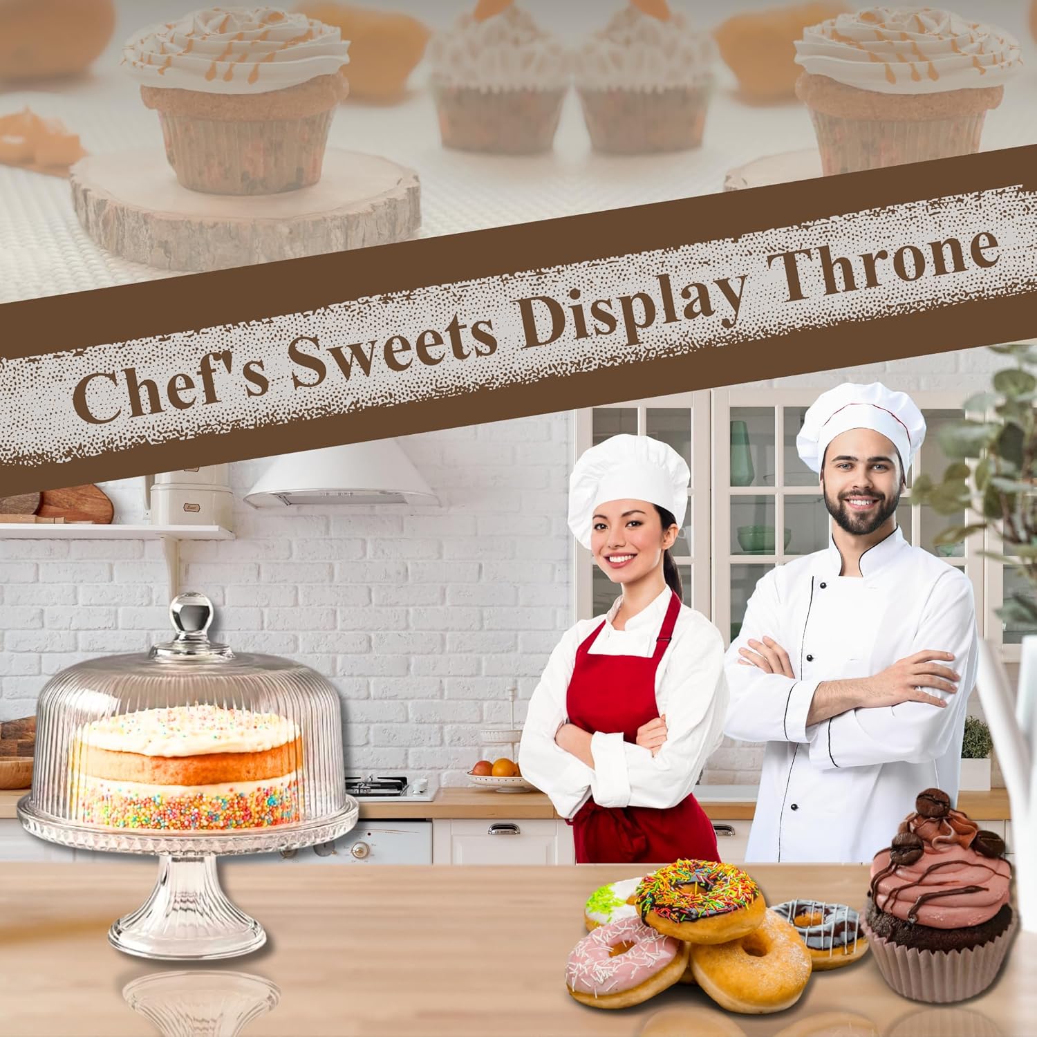 Vintage-Style Glass Cake Stand with Dome Lid – Crystal Dessert Display Glass Cake Stand with Lid for Cakes, Cupcakes, Pastries & Fruits – Elegant Cake Holder with Cover, Timeless Table Décor