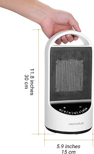 Miniatura 7 de INKBIRDPLUS Calentadores eléctricos de 1500 W para uso en interiores con temporizador remoto y 3 modos, protección contra sobrecalentamiento y