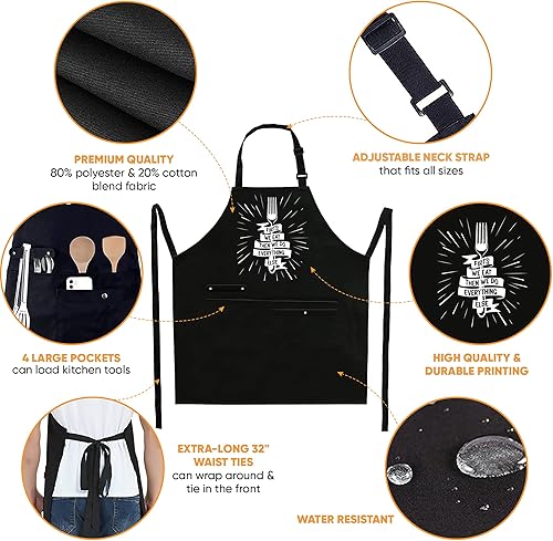 Miniatura 2 de Delantales divertidos para hombres con 4 bolsillos espaciosos - Regalos perfectos para hombres - Delantales de cocina a la parrilla, barbacoa chef