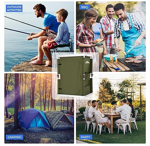 Vista 63 de EAGLE PEAK Mesa de camping plegable para exteriores con organizador grande de almacenamiento de 3 niveles y bolsillos laterales, fácil de instalar